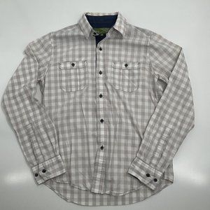 Hlaska Men’s Button Up  Cotton LS Shirt Checks Medium M Made in USA Cali Rare